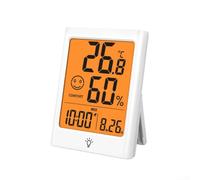 Digital Thermometer with Hygrometer for Indoor Use Featuring Touch Screen and Bright Backlight LCD with Magnetic Hanging (white)