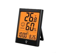 Digital Thermometer with Hygrometer for Indoor Use Featuring Touch Screen and Bright Backlight LCD with Magnetic Hanging (black)