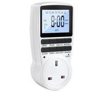 Digital Timer Plug Socket UK, 24h-Week Socket Light Switch With 16 On-Off Programme LCD Display, Electric Timer Switch Repeat Cycle Programmable Plug Timing With Random Mode for Indoor Home Appliances