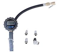 Digital Tire Inflator Gauge 200PSI 14BAR High Accuracy LCD Display Air Pressure Meter with LED Light for Car Van Motorcycle Dirt Bike Aluminum Alloy Quick Coupler