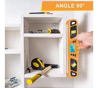 Digital Torpedo Level Protractor Magnetic 4 x 90 Degree Measuring Range Electronic Angle Grader Inclinometer with LCD Backlight and Sound Reminder Stainless Steel Face Incline (Black)