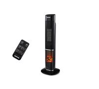 Digital Tower PTC Ceramic Heater 2 Heat Settings Portable 2000W Oscillating Geepas Black One Size