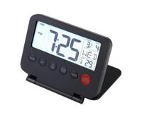 Digital Travel Alarm Clock, Alarm Clocks Bedside with Backlight Calendar Temperature Snooze, Mini Portable LCD Display Clock, Small Folding Battery Operated Desk Clocks for Home(Batteries Not Included