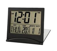 Digital Travel Alarm Clock Ultra Thin Foldable LCD Display With Date Temperature Timer Desk Clock Silent Portable Compact Design For Home Office Travel(black)