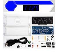 Digital Tube Temperature Alarm Clock DIY Kit Perfect for Hands On Learning in Electronics Education (Blue)