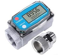 Digital Turbine Flow Meter 3/4 Inch and 1 Inch with 360° Connector, Aluminium Housing, LCD Display for Diesel, Water, Kerosene, Methanol, Industrial Use(1 inch)