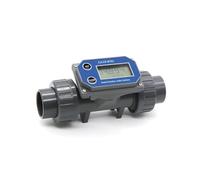 Digital Turbine Flow Meter Electronic LCD Display Liquid Water Gauge For Farm/Garden Irrigation DN25-DN80 PVC Pipe Precise Readings(Without cable,DN25)