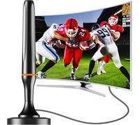 Digital TV Antenna for Smart Tv Indoor Antenna for Tv Without Cable with 360° Reception Strong Magnetic Base, tv Antenna for Local Channels, Supports 1080P and 4K -10ft Long Cables（Orange-17401）