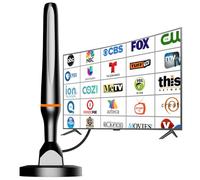 Digital TV Antenna for Smart Tv Indoor Antenna for Tv Without Cable with Strong Magnetic Base,360° Reception Digital HDTV Antenna for Local Channels-Supports 4K 1080p -10FT Long Cables (Dark Orange)