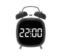 Digital Twin Bell Alarm Clock with Silent Operation Great for a Peaceful Night's Sleep (Black W)