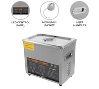 Digital Ultrasonic Cleaner 3L Professional Commercial Stainless Steel Ultra Sonic Bath Cleaning Tank Machine 1-30 Minute Timer 0-80°C Heater 120W 240V 40kHZ Jewellery Metal Parts FREE Wire Mesh Basket