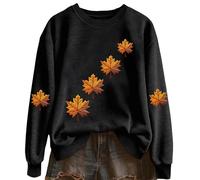 Digital Underground Clothes Women's Fashion Casual Halloween Printed Round Neck Long Sleeve Top Hoodless Sweatshirt Ladies Quilted (Black, L)