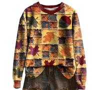 Digital Underground Clothes Women's Fashion Casual Halloween Printed Round Neck Long Sleeve Top Hoodless Sweatshirt Ladies Quilted (Gold, S)