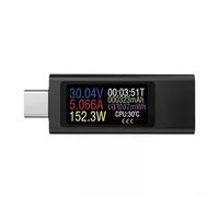 Digital USB Power Monitor Supporting 4V-30V Voltage and 0-12A Current Measurement with Timer Function and Power Bank Capacity Tracking up to 99999mAh