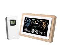 Digital VA Color Wood Weather Station Home Temperature Humidity Air Pressure Monitor Wall Alarm Clocks Wireless Forecast Sensor