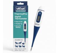 Digital Veterinary Thermometer for Horses, Dogs, Cats, Cattle, Livestock | Flexible Waterproof Tip | Fast Accurate Readings | Records Last 5 Temperatures | 60-Second Measuring Time by VetSet