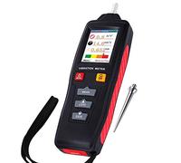 Digital Vibration Meter Piezoelectric Vibrometer Gauge Colored Flip Display Acceleration Velocity and Displacement Measurement with Short/Long Probe Portable Symmetrical Shape