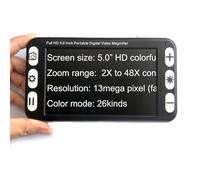 Digital Video Magnifier, 5.0" Electronic Reading Aid, 26 Color Modes, 13MP Dual Lens, 2X-48X Zoom, AV/HDMI Output, for Low Vision