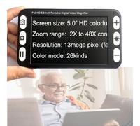 Digital Video Magnifier,Handheld Portable Electronic Reading Aid Support AV Output to TV 2X-48X Zoom, 26 Color Modes, 5.0 Inch LCD Screen, for Macular Degeneration Low Vision Aid