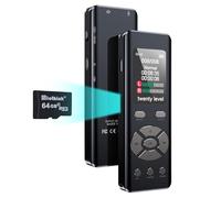 Digital Voice Recorder, 64GB, 7-Level Voice Activation, 20-Level DSP Clarity Control, Playback Function, Voice Activated Recording Device
