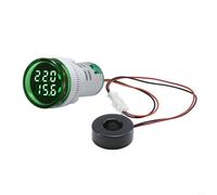 Digital Voltage and Current Meter with LED Display, 0-100A / AC 20-380V, 22mm Panel Mount, ABS Housing, Red/Yellow/Blue/Green/White(Green)