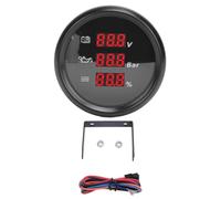 Digital Voltage Oil Pressure Water Level Gauge Red Backlight Multifunctional Display High Accuracy Wide Voltage Range 9 to 32VDC for Boats Yachts RVs Trucks Motorcycles Stainless (Black Dial Black