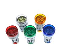 Digital Voltmeter 22mm Round AC 12-500V Volt Voltage Tester Meter Monitor Power Indicator Pilot Lamp Light Display(New Yellow Voltmeter)