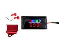 Digital Voltmeter Tester for Mini LED Display DC7V-100V with Clear LCD and Alarm Functions to Monitor Voltage Status in Various Vehicles (Bracket Red+Red)