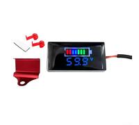 Digital Voltmeter Tester for Mini LED Display DC7V-100V with Clear LCD and Alarm Functions to Monitor Voltage Status in Various Vehicles (Bracket Red+blue)