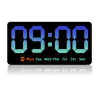 Digital Wall Clock 8.5 Inch Large Display LED Alarm Clock with Date Week Temperature Double Alarm 3 Levels Brightness Adjustable Countdown Clocks for Living Room Bedroom Classroom Kitchen (Blue)