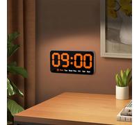 Digital Wall Clock 8.5 Inch Large Display LED Alarm Clock with Date Week Temperature Double Alarm 3 Levels Brightness Adjustable Wall Clocks for Living Room Bedroom Classroom Kitchen Office(Orange)