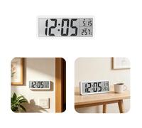 Digital Wall Clock, 8''LCD Large Digital Wall Clock, Battery/USB Operated, Large Digital Clock with Time, Temperature,Date,12/24Hr, for Living Room, Bedroom,Desk Decor Easy Read for Elderly(White)