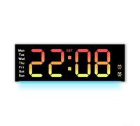 Digital Wall Clock W/Countdown Timer | RGB Color-Changing LED Display | Auto Brightness & Temperature Monitor | Desktop or Wall Mount for Living Room | Office | Gym -(White)