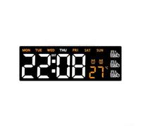 Digital Wall Clock with Large LED Display, Auto-Dimming Function, Date/Day/Temperature Readout, Remote Control, Night Light Mode - for Bedroom, Living Room or(D)