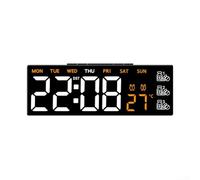 Digital Wall Clock with Large LED Display, Auto-Dimming Function, Date/Day/Temperature Readout, Remote Control, Night Light Mode - for Bedroom, Living Room or(H)