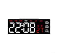 Digital Wall Clock with Large LED Display, Auto-Dimming Function, Date/Day/Temperature Readout, Remote Control, Night Light Mode - for Bedroom, Living Room or(G)