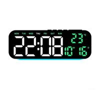 Digital wall clock with large LED display, showing time, date, day of the week, temperature, adjustable 4 levels of brightness, 7 colors of mood light, suitable for home office, living room, bedroom