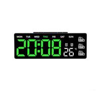 Digital Wall Clock with Large LED Display, Temperature & Weekday Readout, Adjustable Brightness and Remote Control, 12/24-Hour Format, Medicine Reminder Alarm,(B)