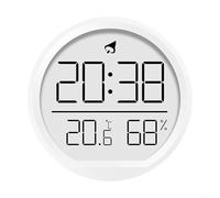 Digital Wall Clock With LED Display For Time, Date, Temperature And Humidity, Round Transparent Glass Design, Suction Mountable For Kitchen, Bedroom, Office(White)