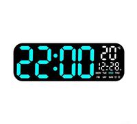 Digital Wall Clock With Led Display Timer 24-hour Indicator 2 Alarms Remote Control Temperature Display For Living Room Bedroom Office Gym Kitchen(Blue)