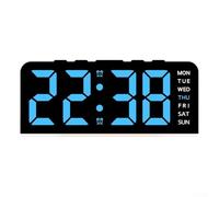 Digital Wall Clock with Multi Color Ambient Light and Large Display Showing Temperature Date Time and Week for Wall (blue)