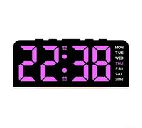 Digital Wall Clock with Multi Color Ambient Light and Large Display Showing Temperature Date Time and Week for Wall (pink)