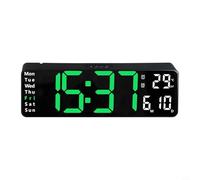 Digital Wall Clock with Temperature and Date Display, 13 Inch LED Alarm Clock for Home Office School, Off Memory, Remote Control, Hanging - Orange(green)