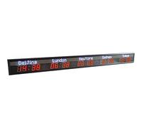 Digital Wall Mounted World Clock with 5 Time Zones, Large LED Display, Adjustable City Settings, Ideal for Hotels, Airports, and Entertainment Venues