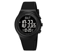 Digital Watch for Women Waterproof Stopwatch Sports Watches for Mens and Womens Unisex Outdoor Rubber Strap Multifunction Wristwatch with Luminous Display, Black/Black, sport