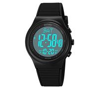 Digital Watch for Women Waterproof Stopwatch Sports Watches for Mens and Womens Unisex Outdoor Rubber Strap Multifunction Wristwatch with Luminous Display, Black/White, sport