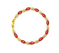 Digital Watch Large Numbers Gemstone Jewelry Gold Butterfly Bracelet Jewelry Gifts for Her Women Girls Adjustable Chain Necklace Big (Red, One Size)