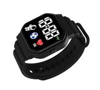 Digital Watch, LED Watch, Wrist Watch with Waterproof Function, Silicone Strap with Comfortable Fit, Learning Accessory, Activity Equipment for, Black, Se référer au descriptif
