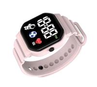 Digital Watch, LED Watch, Wrist Watch with Waterproof Function, Silicone Strap with Comfortable Fit, Learning Accessory, Activity Equipment for, pink, Se référer au descriptif