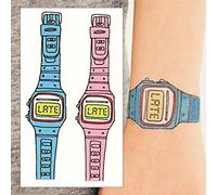 Digital Watch Temporary Tattoos - Pink Blue Kids Party Bag Small Realistic Waterproof Transfer Sticker Wrist Arm Body Art Men Women Kids - By Delusion Tattoos